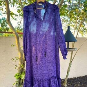 Anthropologie Exquise purple floral beaded tassel dress
Size ~ M